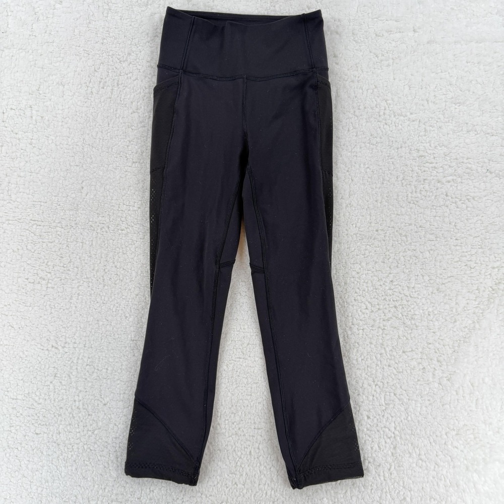 Lululemon Pants Womens‎ 2 Black High Rise Crop Leggings Pockets Athletic